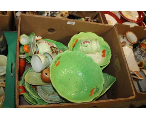 A TRAY OF BESWICK AND CARLTONWARE LEAF DISHES, BOWLS, ETC