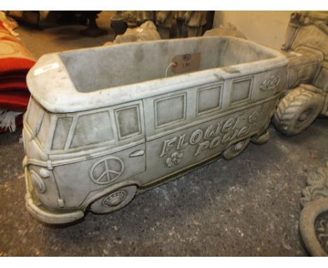 A STONE VW CAMPER VAN PLANTER