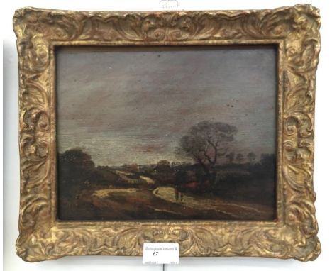 Follower of John Constable (1776-1837):Landscape study, oil on panel, 18 x 24.5 cm