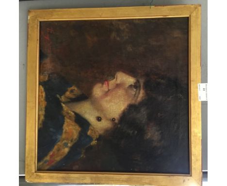 Philippe Fantini (19th century): Portrait of a lady in profile, oil on canvas, signed lower left, 35 x 35 cm