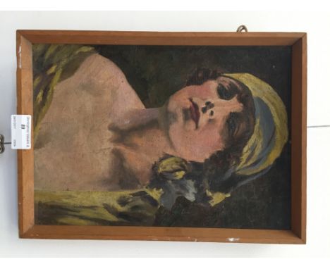 William Hopkin (20th century):'Fantasy', Art Deco portrait, signed, labelled verso, 29 x 21 cm
