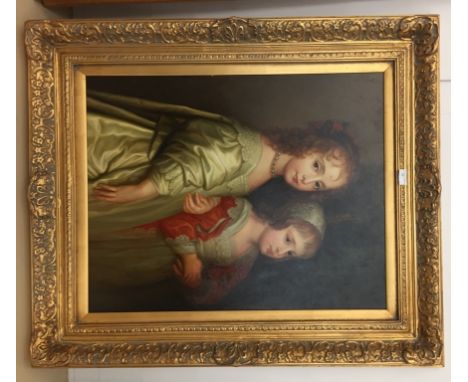 Follower of Sir Anthony van Dyck (1599-1641):A portrait of two girls, oil on canvas, 75 x 59 cm