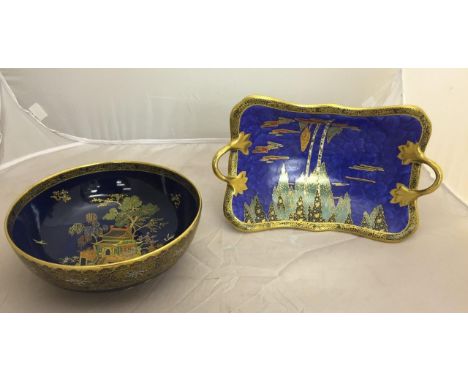 A Carltonware bowl; together with a twin-handled bowl