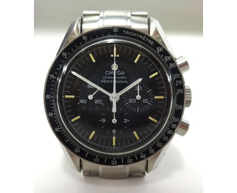 Omega, a gents stainless steel Speedmaster Professional (the first watched worn on the moon), chronometer.