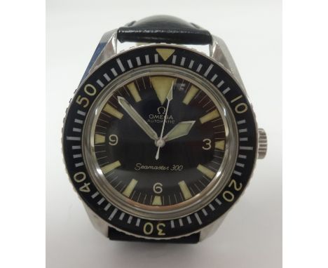 Omega, a rare gents stainless steel Seamaster Professional 300 Automatic wrist watch, with black dial and large triangle at n