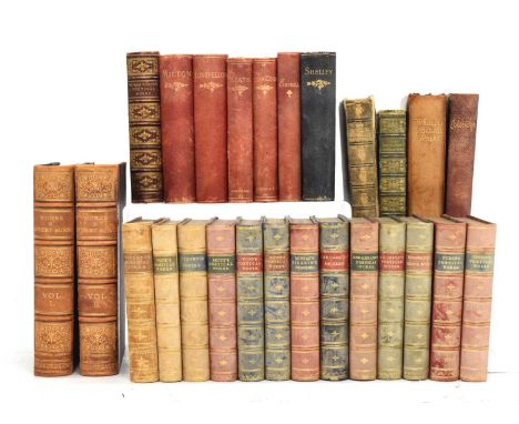 Collection of twenty-six leather-bound nineteenth century poetry books, to include; twelve volumes published by W. P. Nimmo, 