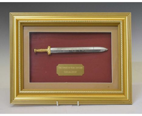 Framed miniature Wilkinson Sword - The Sword of King Arthur 'Excalibur', 23.5cm long, 28.5cm x 40cm (frame overall)