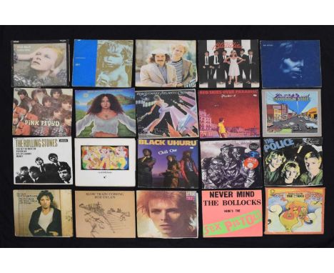 Large quantity of rock and pop LPs to include Rolling Stones, Pink Floyd, Bob Dylan, David Bowie, Bob Marley, Sex Pistols, et