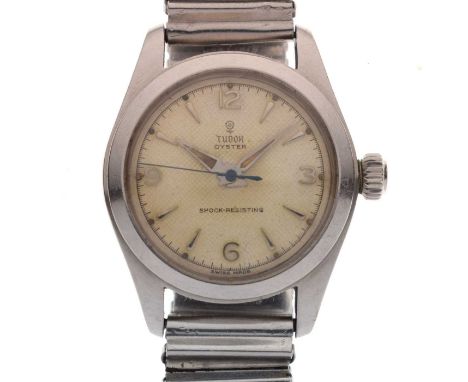 Tudor - Gentleman's vintage Oyster shock resisting stainless steel wristwatch, having a waffle dial, silvered dagger and quar