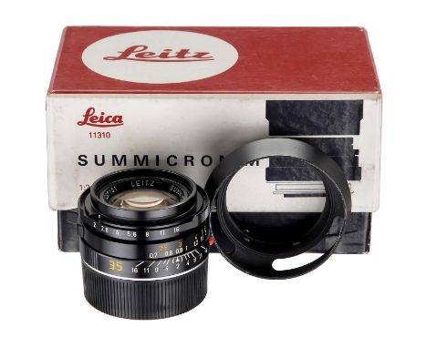 Summicron-M 2/35 mm, um 1986  1) Leitz, Canada. Summicron-M 2/35 mm, Nr. 3397101, Glas sauber. Blendenindex nach links verset