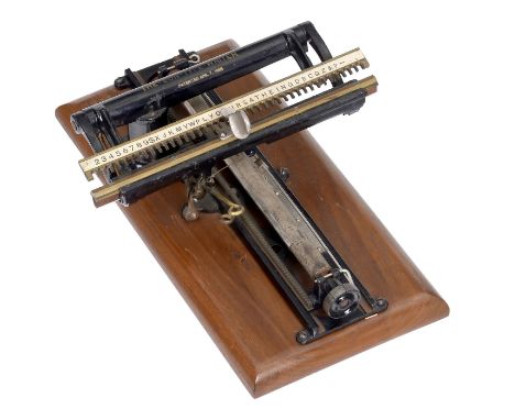 "The Sun Type Writer No. 2", 1885  Sun Type-Writer Co. New York. Als Vorläuferin der "Odell" eine der ersten Zeiger-Schreibma