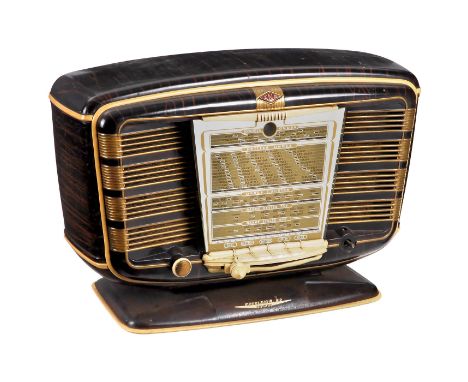 Radio SNR Modell Excelsior 52, 1950er Jahre  S.N.R., Paris. 6 Röhren, LW, MW und KW, Netzbetrieb, 2 Lautsprecher, Metallgehäu