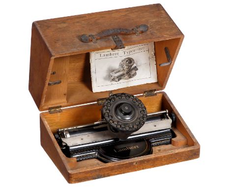 "Lambert" Modell 3, um 1903  Hersteller: Lambert Typewriter Company, New York. Dekorative amerikanische Schreibmaschine des b