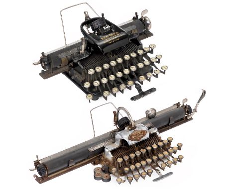 2 Blickensderfer-Schreibmaschinen  1) Blickensderfer No. 6, Aluminium Featherweight Blick, um 1907, extrabreiter Wagen, Farbr