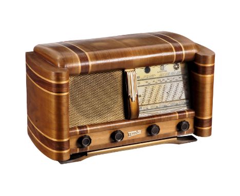 Radioempfänger Radiovox RV575 Alternatif, um 1949  René Volet, Paris. 5 Röhren, Langwelle, Mittelwelle und Kurzwelle, Netzbet
