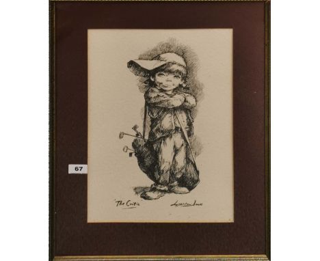 Leighton Jones: A framed 1970's lithograph of a golfing caddy entitled 'The Critic' with notation verso 'purchased March 1971