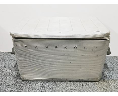 A vintage aluminium cooling box, 57 x 35 x 36cm.