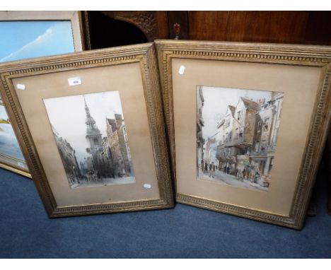 AFTER ERNEST GEORGE, RA (died 1922): 'Wych Street, 1886' and its companion, 'Cheapside', watercolour over lithograph, both in