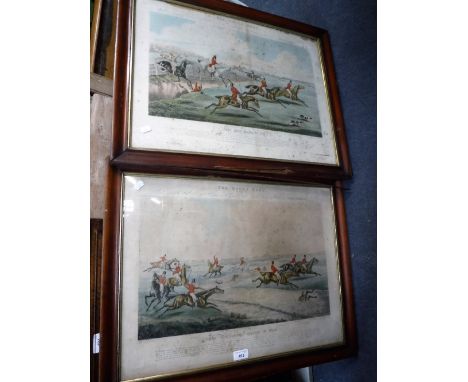 A 19TH CENTURY LITHOGRAPH AFTER HENRY ALKEN: 'The Quorn Hunt', in  a maple frame and another similar
