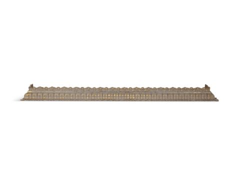 A GILTWOOD ARCHITECTURAL PELMET, of rectangular form decorated with acanthus leaves. 15cm high, 216cm wide