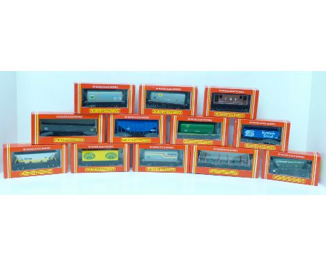 Twelve Hornby Railways 00 gauge model wagons; BP, Shell, Harvester, etc., boxed 