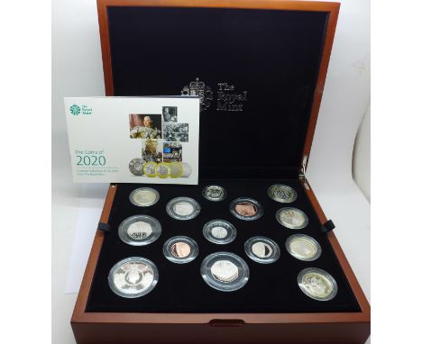 Coins, The Royal Mint, The 2020 UK Premium Proof Coin Set which includes the five commemoratives issued for the year 2020, li