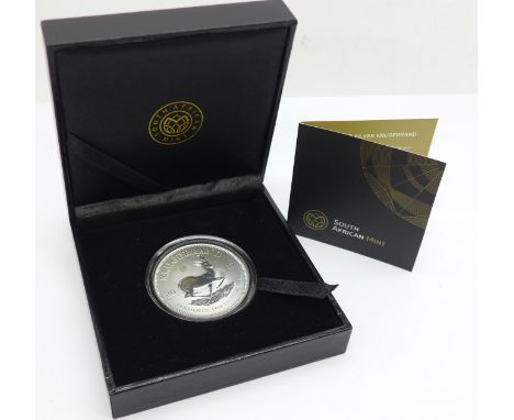 A 2017 1oz .999 fine silver Krugerrand, 'Each 2017 dated Krugerrand bears a Privy Mark to commemorate the 50th Anniversary of