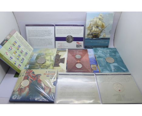 Coins;- 200th Anniversary Nelson/Trafalgar UK 2005 Brilliant Uncirculated Two-Crown Commemorative Set; The Victoria Cross 50p