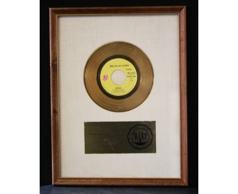ROLLING STONES - an early RIAA certified gold presentation disc award "Presented to MICK JAGGER to commemorate the sale of mo