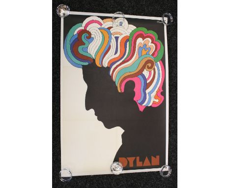 BOB DYLAN POSTER - an original linen backed c1960s Bob Dylan poster featuring artwork by Milton Glaser and measures 59x86cm.