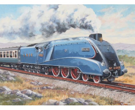 J. Craig Thorpe (American, B. 1948) "British LNER "Mallard" 4-6-2" Signed lower right. Original Oil on Paper. Provenance: Col