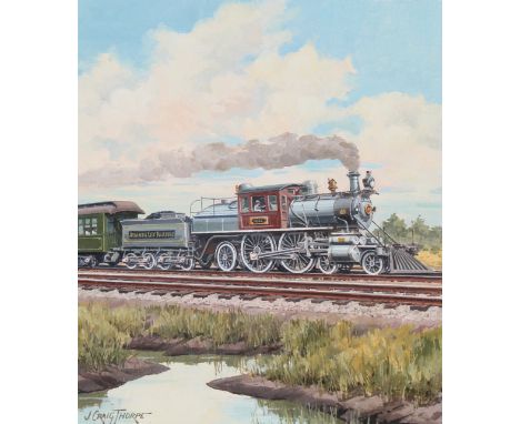 J. Craig Thorpe (American, B. 1948) "New Jersey Locomotive" Signed lower left. Original Oil painting on Paper. Provenance: Co