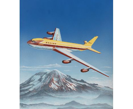 Steve Ferguson (American, B. 1946) "1954 Boeing 367-80" Signed lower left. Original Watercolor painting on Cold Press Illustr