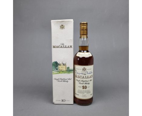 Macallan 10 Year Old 1990's - Signed by Margaret Thatcher  Signed & Gifted by Baroness Thatcher to Master of Ceremonies Mr Ed
