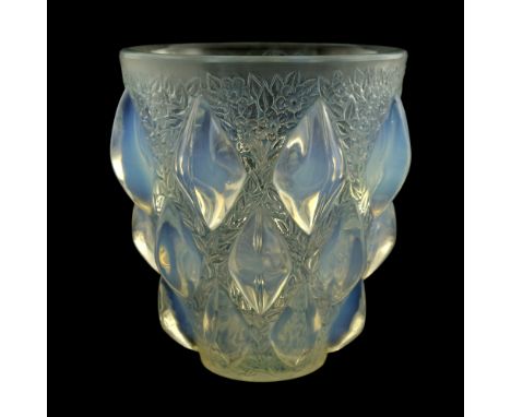 Rene Lalique, a Rampillon opalescent glass vase, model 991, designed circa 1927, polished and frosted, wheel engraved mark R 