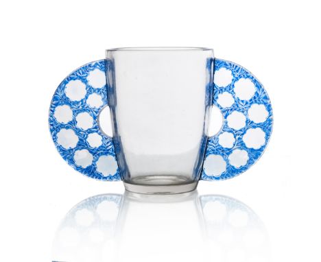 Rene Lalique, a Caudebec glass vase, model 1020, deisgned circa 1929, polished and blue stained, wheel engraved mark R Laliqu