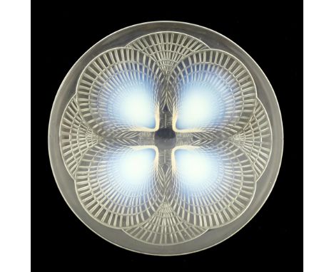 Rene Lalique, a Coquilles opalescent glass plate, model 3011, designed circa 1924, polished and frosted, moulded mark R Laliq