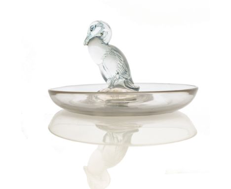 Rene Lalique, a Canard glass ashtray or dish, model 283, designed circa 1925, blue stained, incised marks R Lalique, 12cm dia