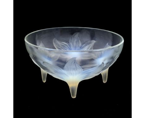Rene Lalique, a Lys opalescent glass bowl, model 382, designed circa 1924, polished and frosted, wheel engrved mark R Lalique