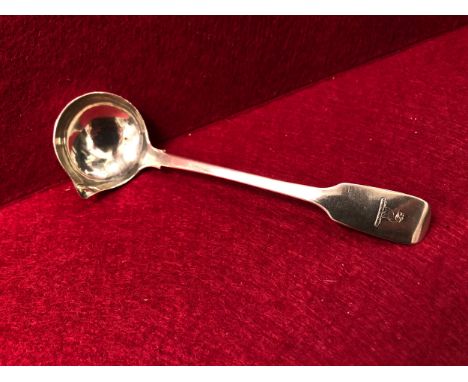 A GEORGIAN DUBLIN HALLMARKED SILVER SMALL LADLE