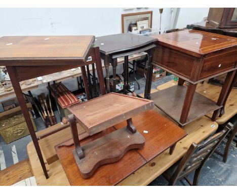 A EDWARDIAN CARD TABLE AND VARIOUS OCCASIONAL FURNITURE 