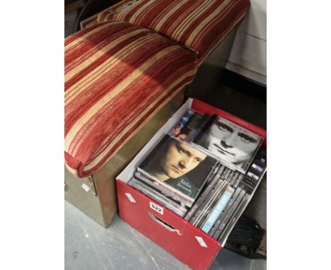 FIRE IRONS, A MESH FIRESCREEN, A PAIR OF FIRESIDE BOX STOOLS WITH UPHOLSTERED LIDS TOGETHER WITH CDS