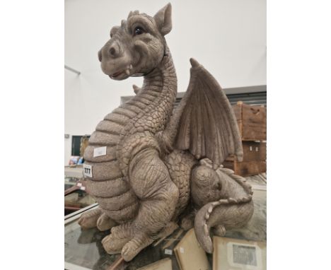 A COMPOSITION MODEL OF A WINGED DRAGON.&nbsp;L 43 W 34 H 51 cm