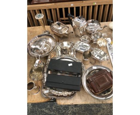 ELECTROPLATE TEA ND OTHER WARES,&nbsp; A CAMERA AND TWO CASES OF GEOMETRY INSTRUMENTS