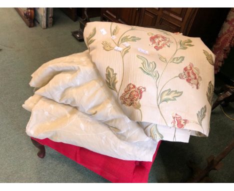 TWO PAIRS OF FLORAL PATTERN CURTAINS