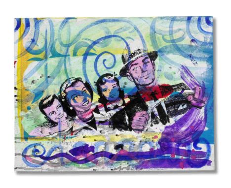 KENNY SCHARF (B. 1958)Family Values circa 1994-1995 signed and titled on the reverseacrylic and silkscreen on canvas board35.