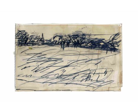 FRANK AUERBACH (B. 1931)Sketch for Footballers – Regent's Park circa 1969 pencil, charcoal and oil on paper 21.5 by 34.5 cm.8