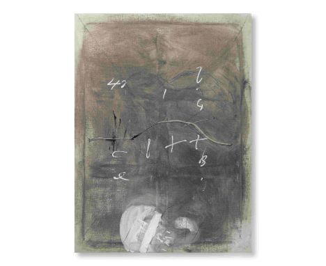 ANTONI TÀPIES (1923-2012)White Writings 1977 signed on the reverse oil, crayon, graphite and fabric collage on canvas 130 by 