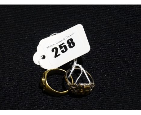 A German/Italy Unit Ring, Together With A Hand Made Skull Ring