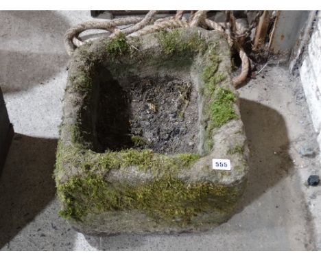     A Small Square Sandstone Feeding Trough                                         